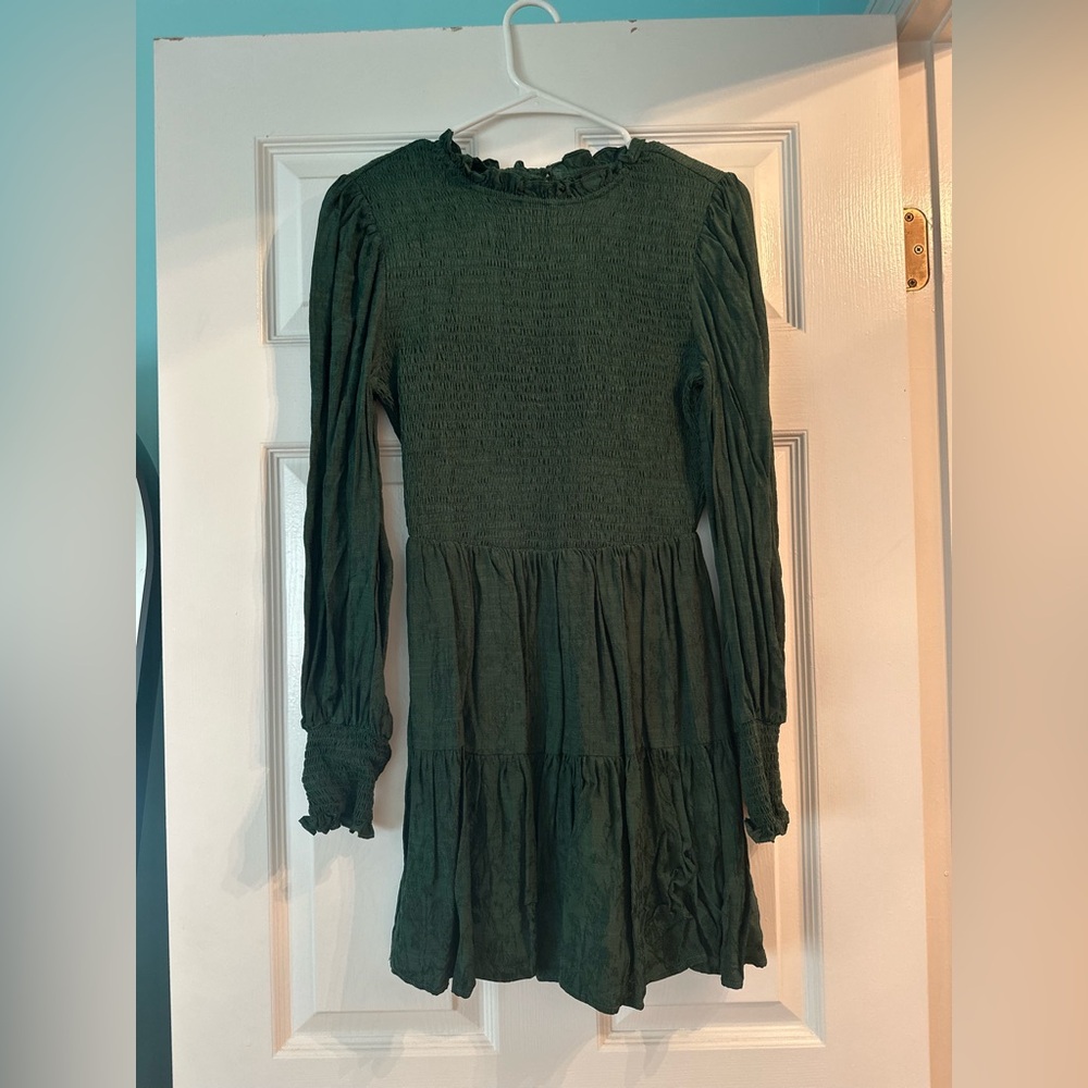 Vici Green Ruched Babydoll Dress